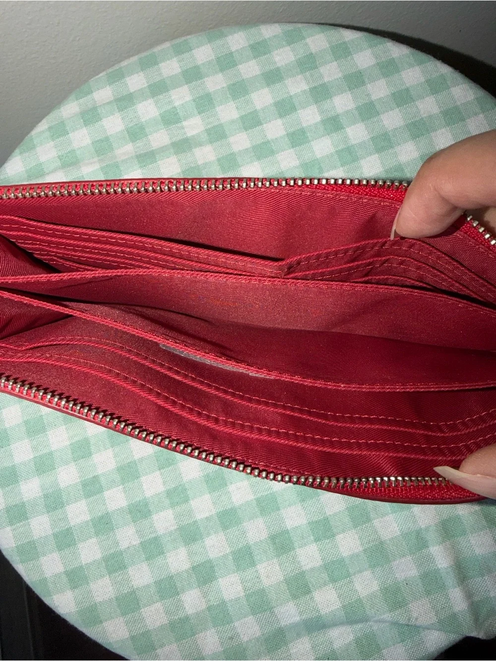 Coach Red Leather Corner Zip Wristlet
